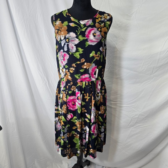 Brooks Brothers Red Fleece Dresses & Skirts - Brooks Brothers Red Navy Floral Ikat Sleeveless Fit and Flare Maxi Dress 12